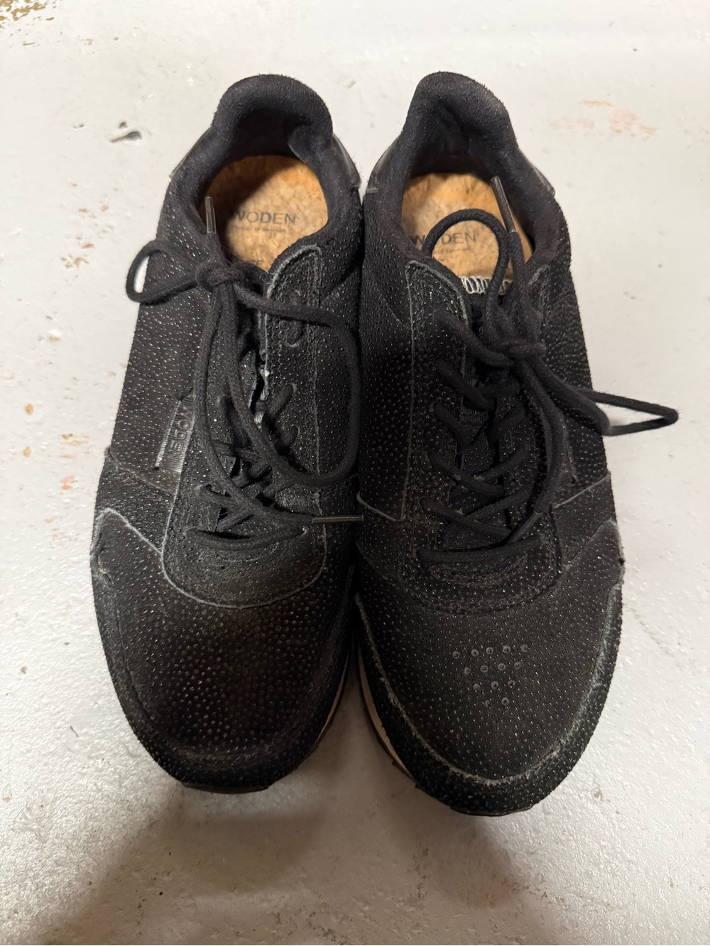 WODEN Ydun Pearl II Black Pearl Glitter Cork Sneaker 37 | US 5.5